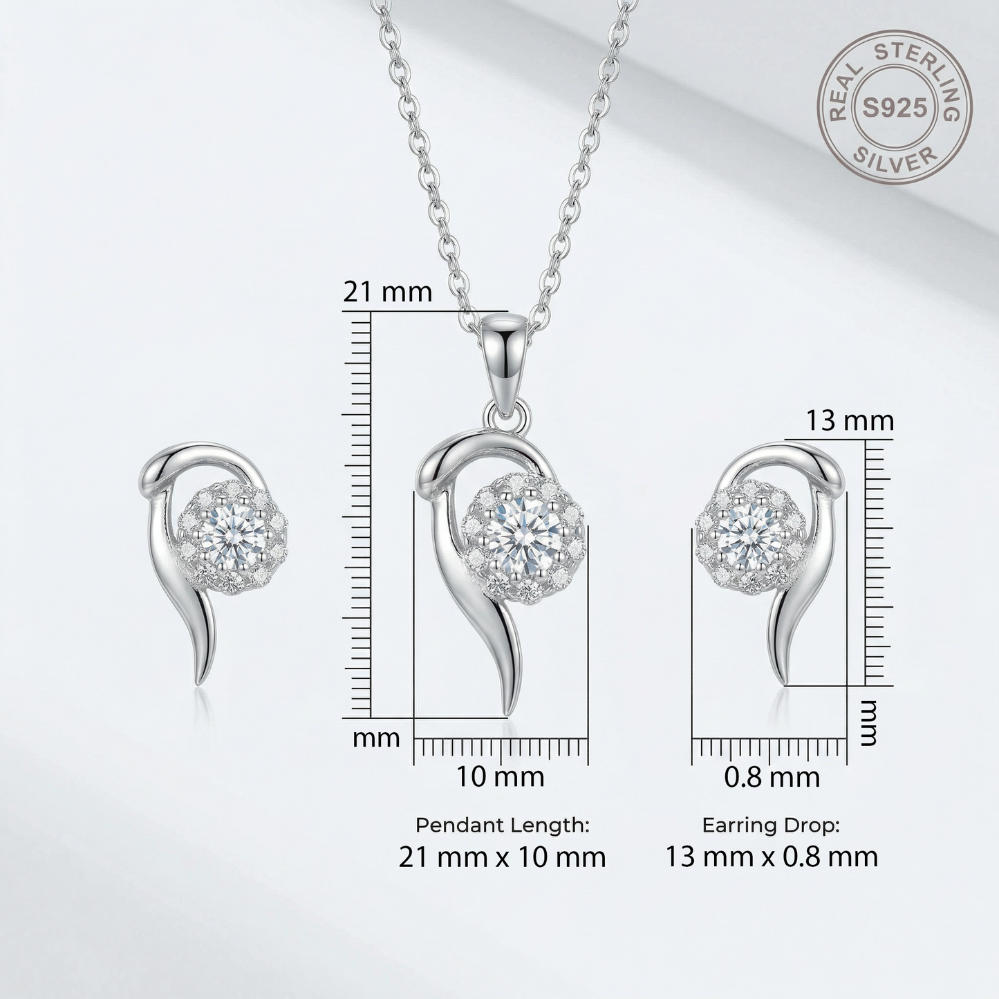 Aria Silver Chain with Earrings and Chain