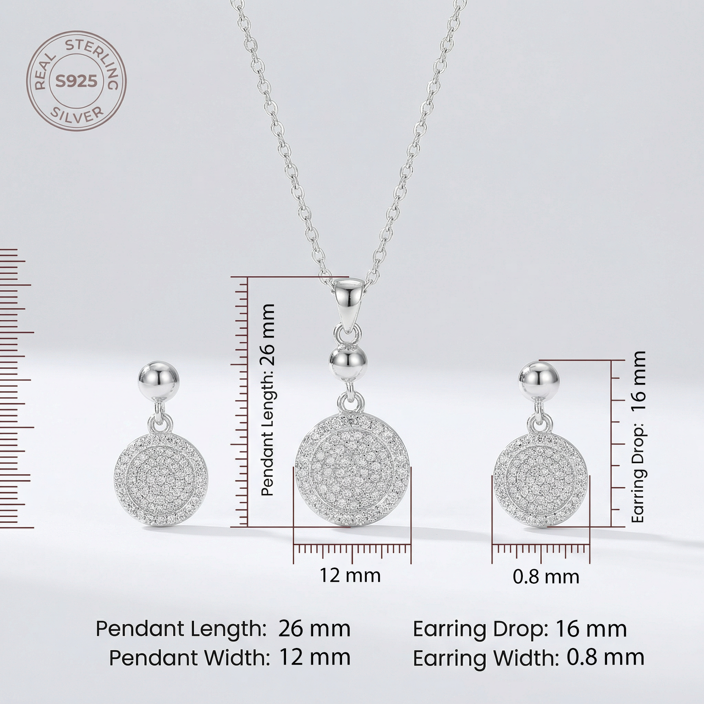 Oria Silver Chain with Earrings and Chain