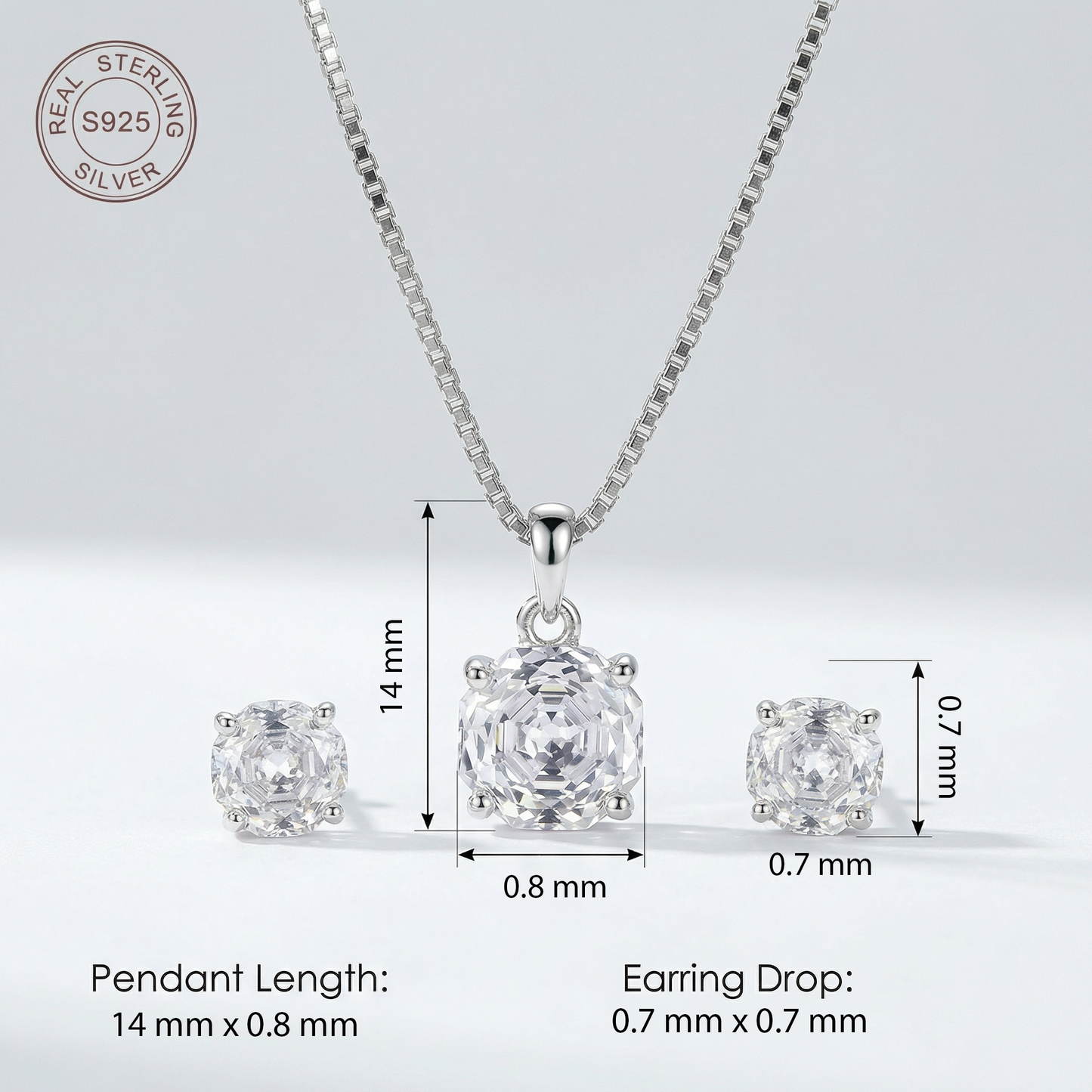 Rose Silver Chain with Earrings and Chain