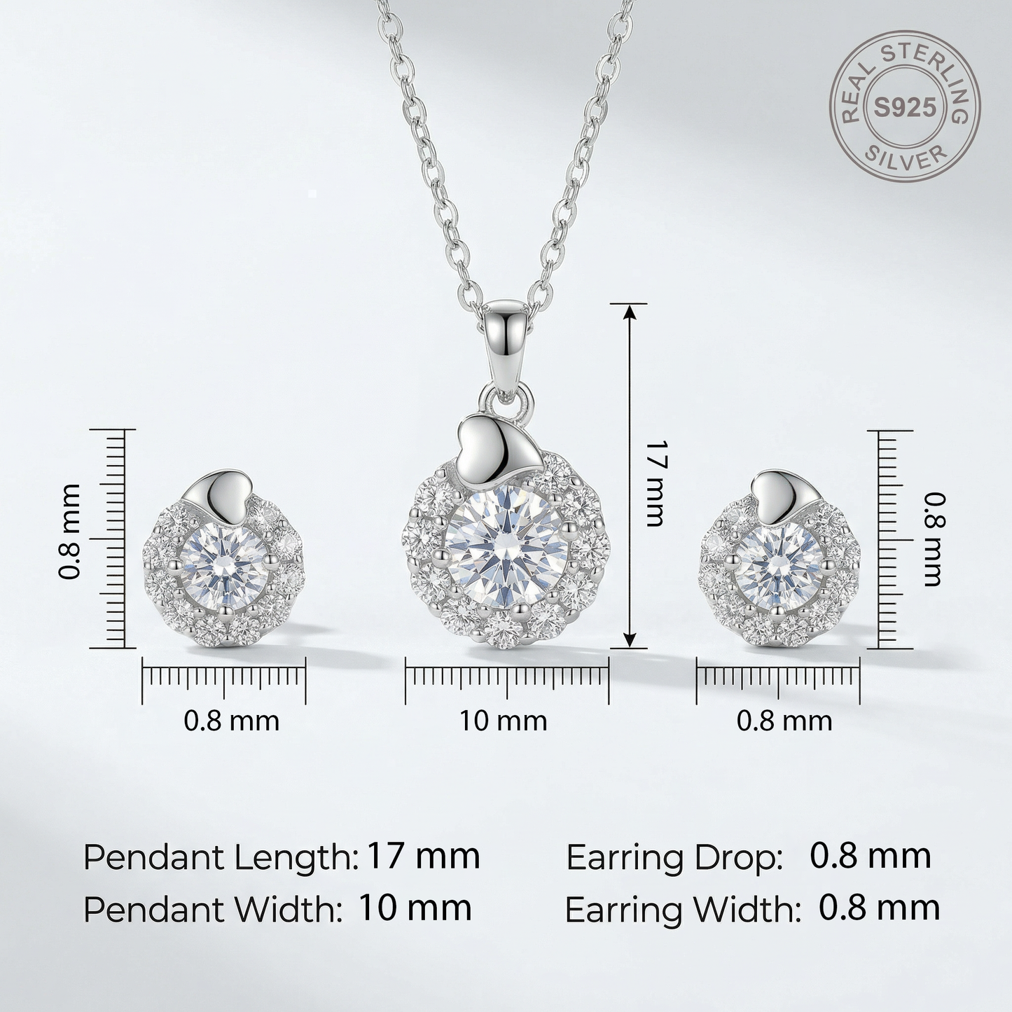 Aria Silver Chain with Earrings and Chain