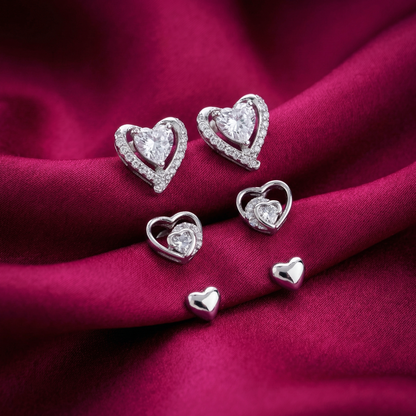 Young Love Combo Silver Earrings(3 Pair Combo)