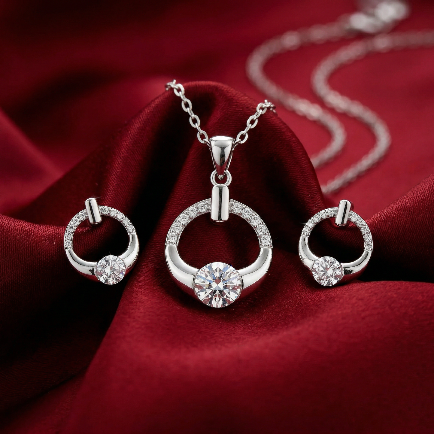 Auriela Silver Pendant Set For Women