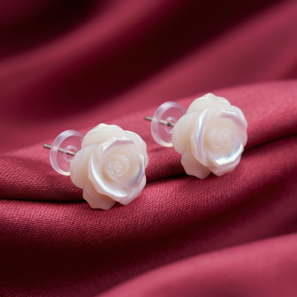 Pearl Rose-Cut Silver Earrings