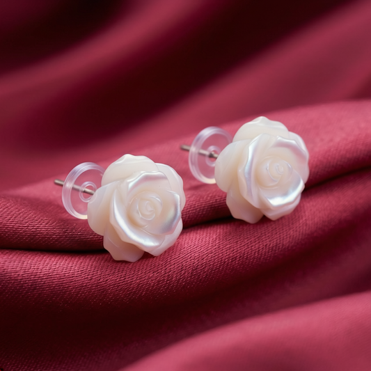 Pearl Rose-Cut Silver Earrings