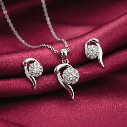 Aria Silver Chain with Earrings and Chain