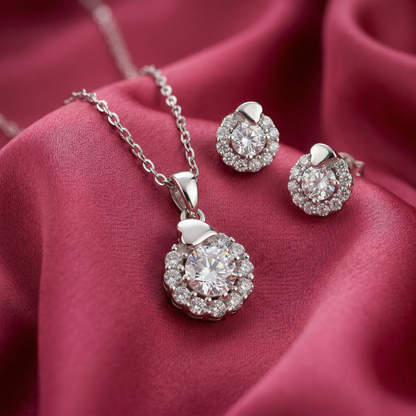 Aria Silver Chain with Earrings and Chain