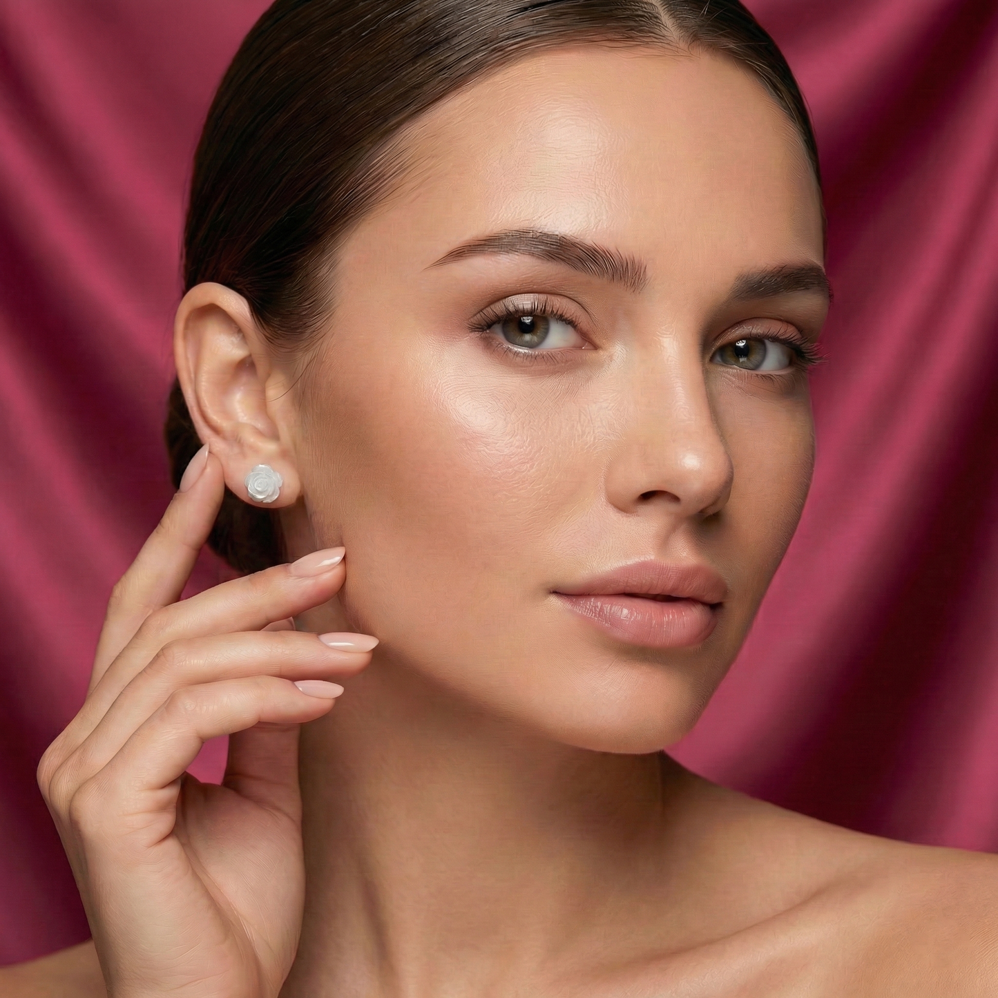 Pearl Rose-Cut Silver Earrings