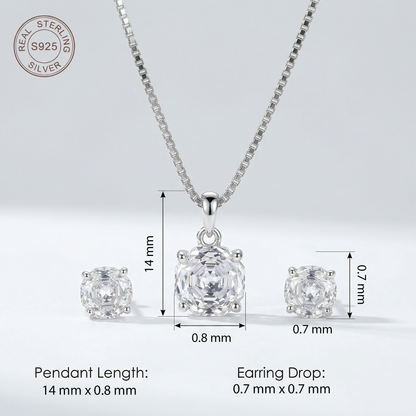 Rose Silver Chain with Earrings and Chain